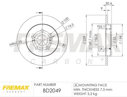 FREMAX BD-2049 Stabdžių diskas