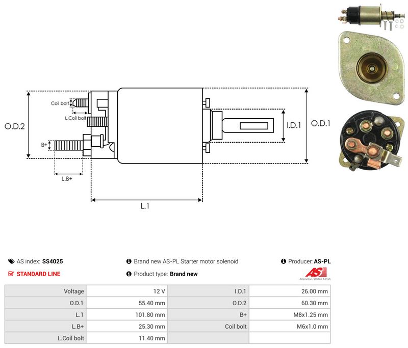 AS-PL SS4025 Solenoid Switch, starter