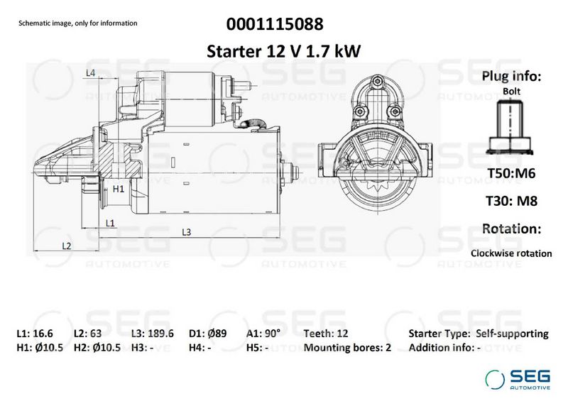 SEG Automotive 0001115088 Starter