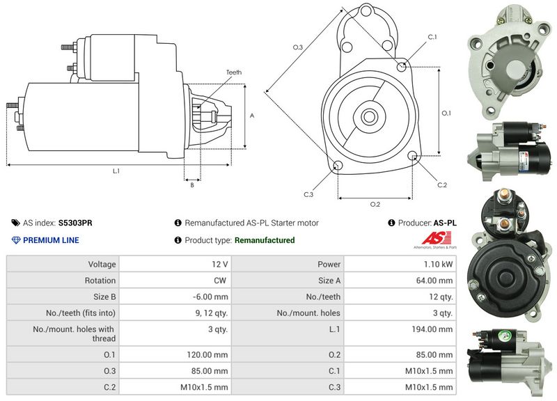 AS-PL S5303PR Starter