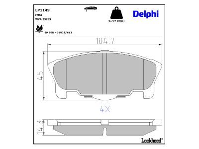 DELPHI LP1149 - Brake Pad Set, disc brake