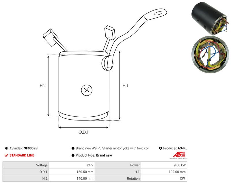 AS-PL SF0059S Field Winding, starter