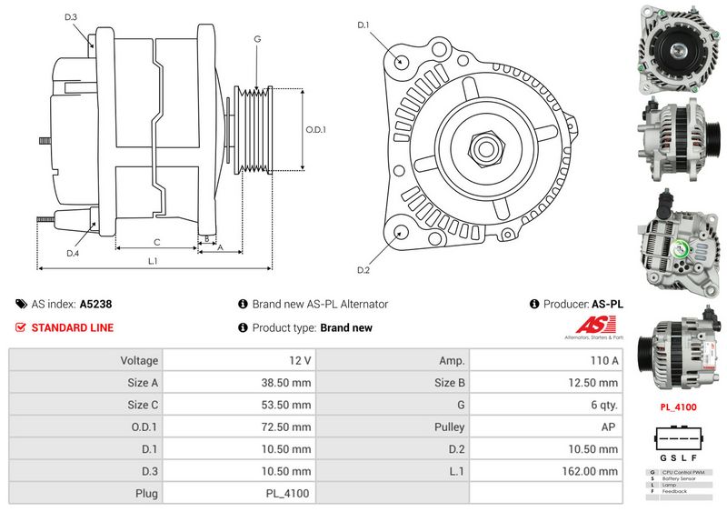 AS-PL A5238 Alternator