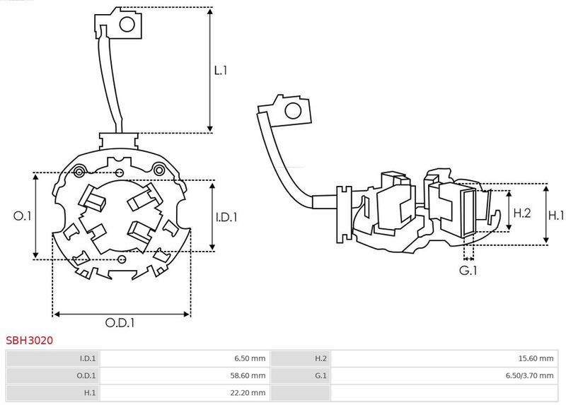 Кронштейн, вугільні щітки, Auto Starter SBH3020