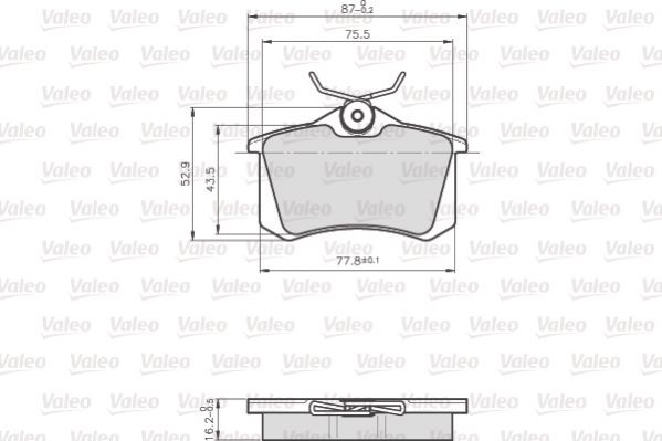 Комплект гальмівних накладок, дискове гальмо, Valeo 872960