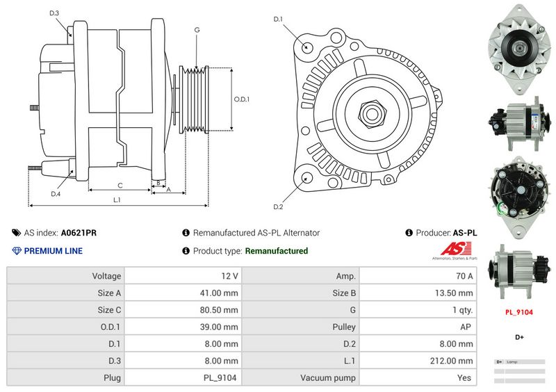 AS-PL A0621PR Alternator