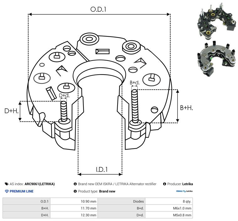 AS-PL ARC9061(LETRIKA) Rectifier, alternator