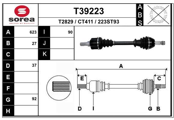 EAI hajtótengely T39223