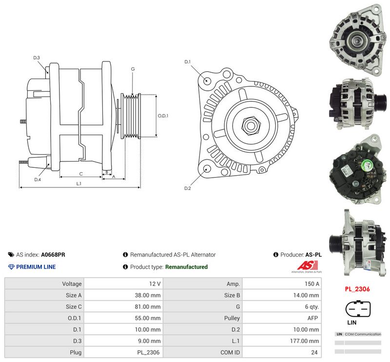 Generaator, AS-PL A0668PR