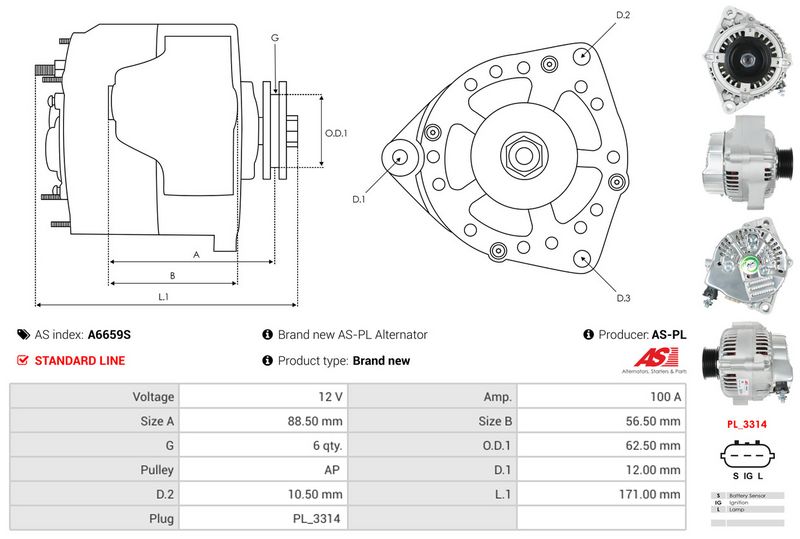 AS-PL A6659S Alternator