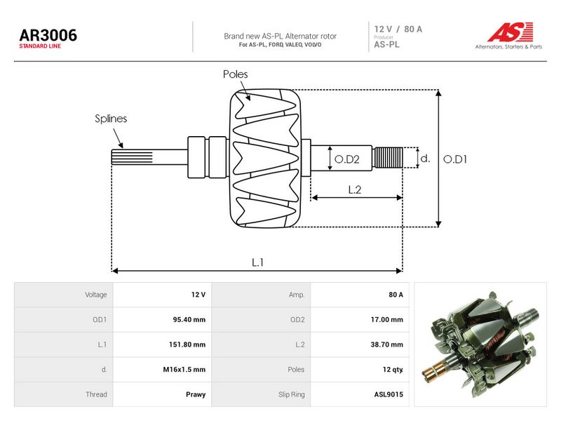 rootor, generaator, AS-PL AR3006