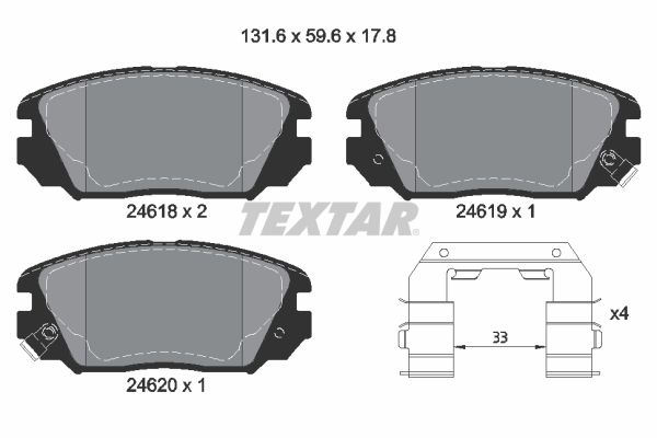 TEXTAR fékbetétkészlet, tárcsafék 2461801