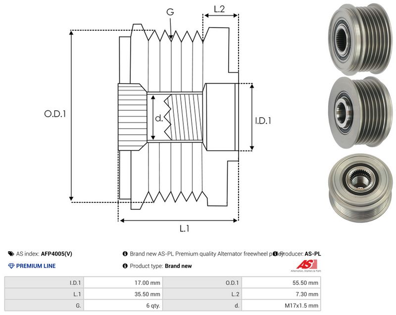 AS-PL AFP4005(V) Alternator Freewheel Clutch