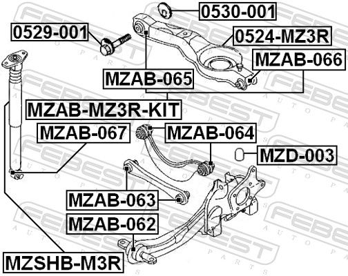 FEBEST MZAB-062 Mounting, control/trailing arm