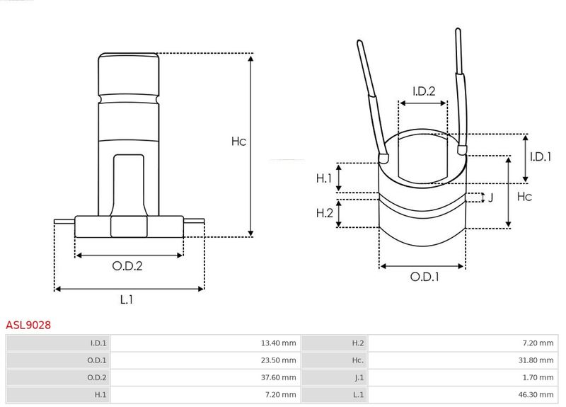 AS-PL ASL9028 Slip Ring, alternator