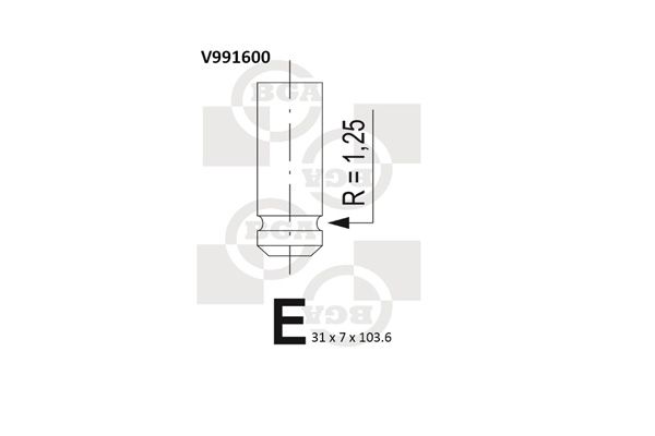 Випускний клапан, 31мм, 7мм, 45°, Daewoo Lanos/Sens 97-05, Bg Automotive V991600