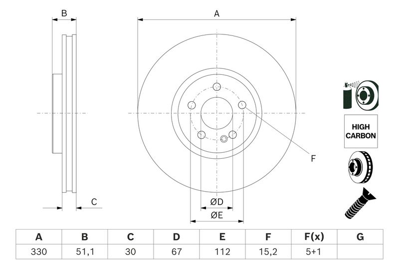 спирачен диск BOSCH