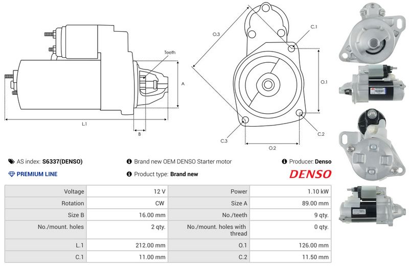AS-PL S6337(DENSO) Starter