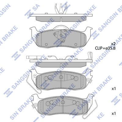 Комплект гальмівних накладок, дискове гальмо, Hi-Q SP1512