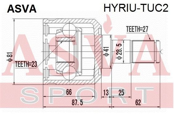 Комплект шарнірів, приводний вал, Asva HYRIUTUC2