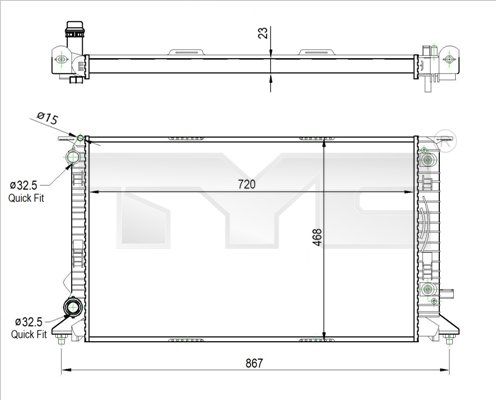 Радіатор, система охолодження двигуна, Tyc 702-0037-R