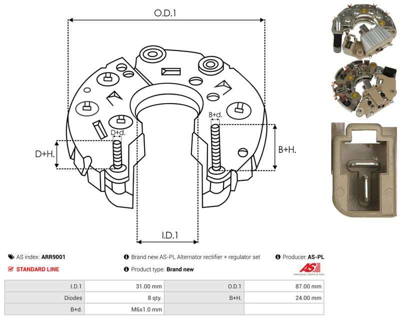 AS-PL ARR9001 Rectifier, alternator
