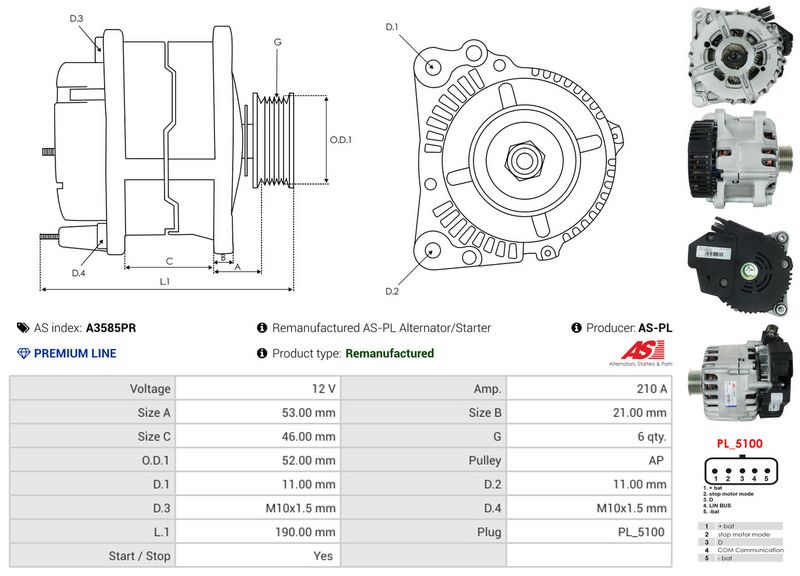 AS-PL A3585PR Alternator