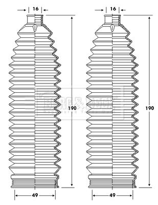 Комплект гофрованих кожухів, механізм рульового керування, Borg & Beck BSG3421