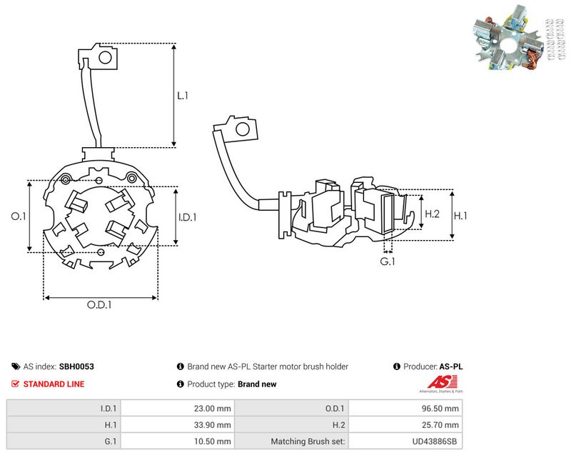AS-PL SBH0053 Holder, carbon brushes