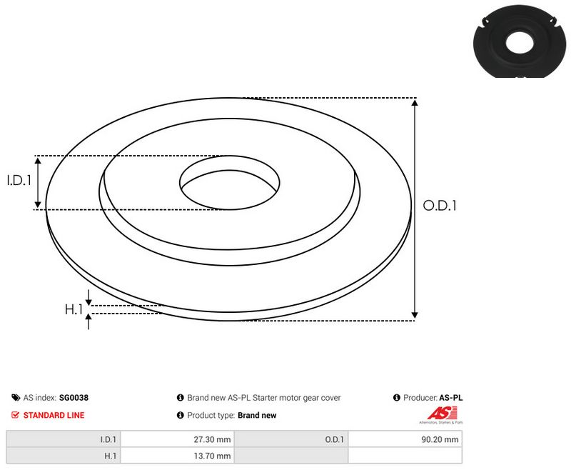 Remondikomplekt, Starter, AS-PL SG0038