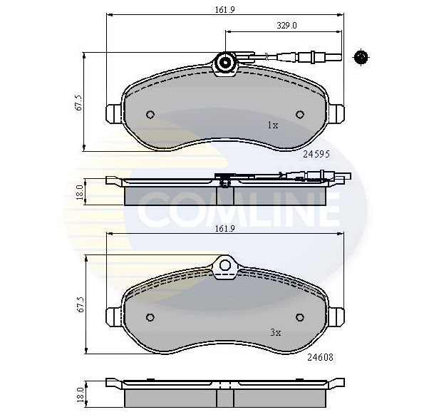 Комплект гальмівних накладок, дискове гальмо, Comline CBP11621