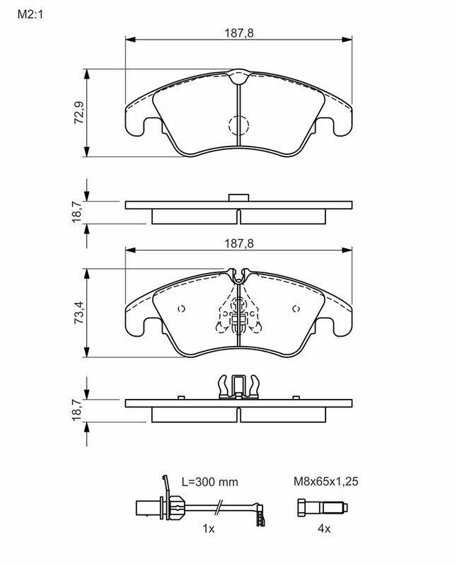 Piduriklotsi komplekt, ketaspidur, BOSCH 0 986 494 456