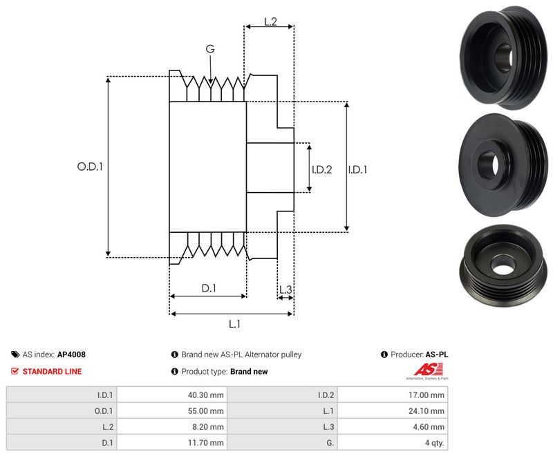 Rihmaratas, generaator, AS-PL AP4008
