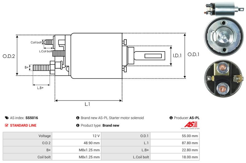 AS-PL SS5016 Solenoid Switch, starter