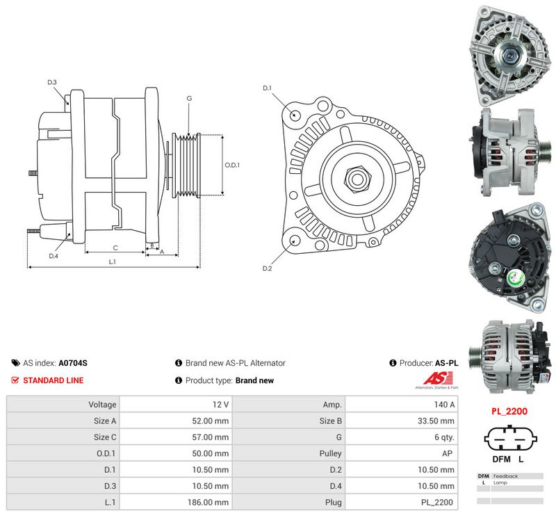 Generaator, AS-PL A0704S