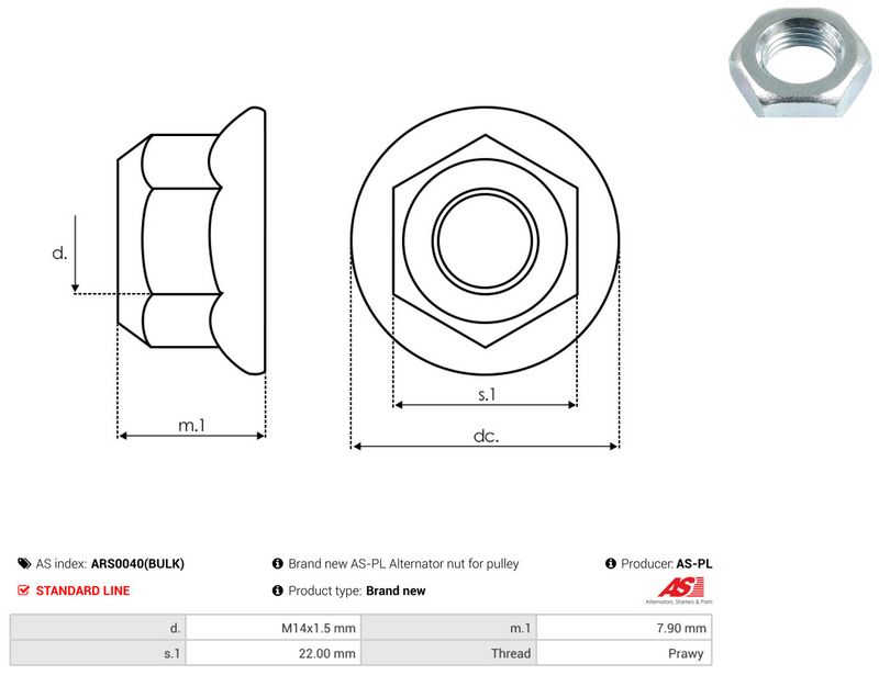 AS-PL ARS0040(BULK) Repair Set, alternator