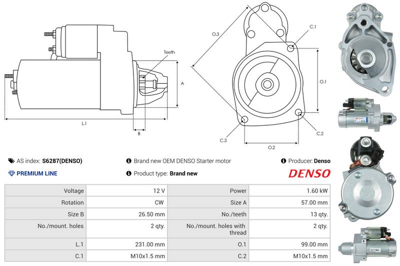 AS-PL S6287(DENSO) Starter