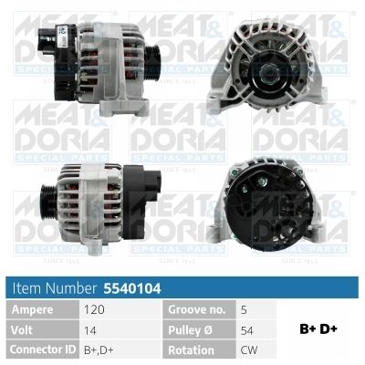 MEAT & DORIA Dynamo / Alternator 5540104