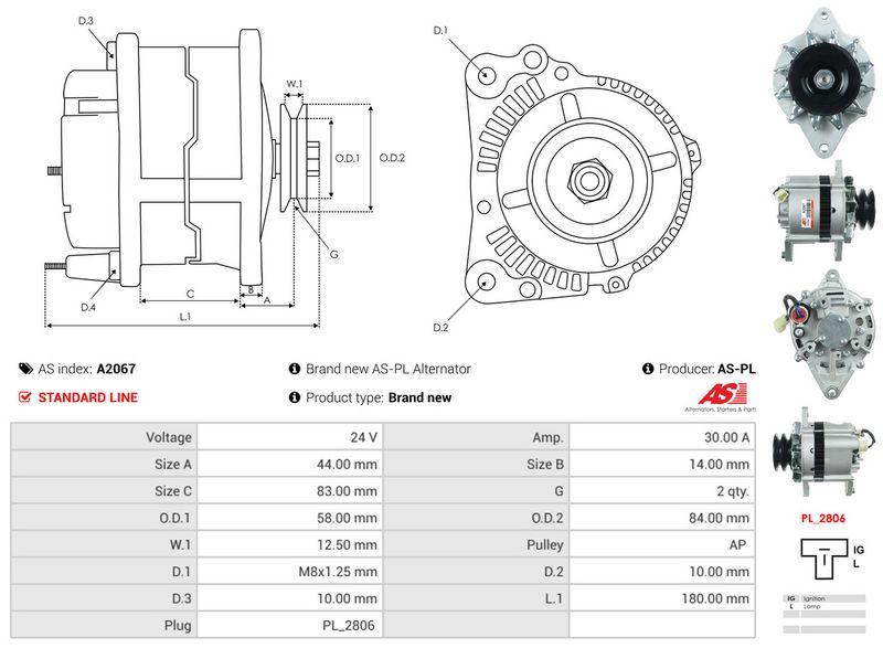 AS-PL A2067 Alternator