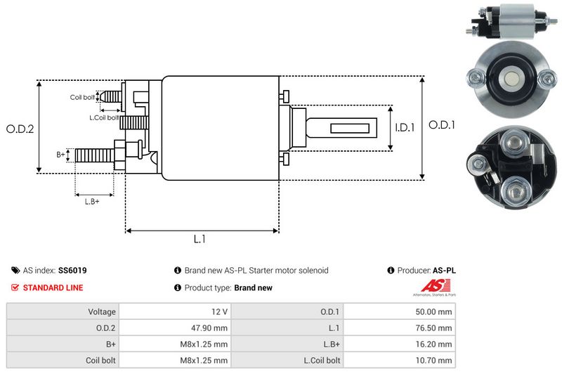 Magnetlülitus, starter, AS-PL SS6019