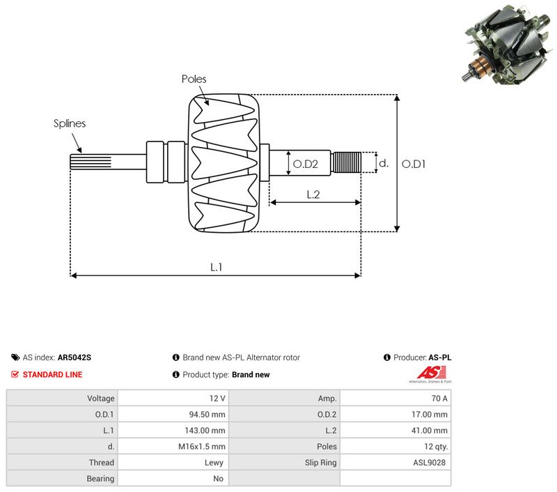 AS-PL AR5042S Rotor, alternator