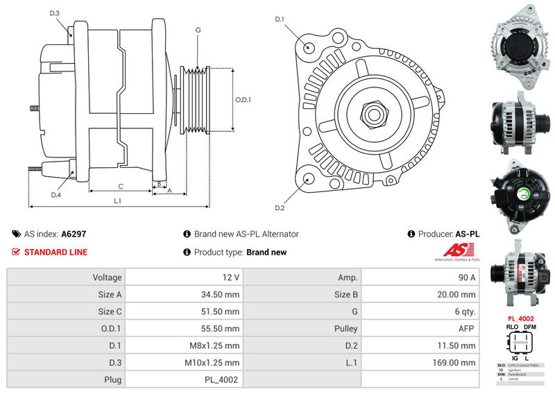 AS-PL A6297 Alternator