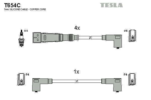 Комплект проводів високої напруги, Tesla T654C