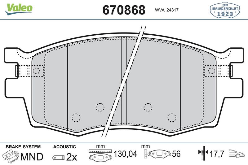 Plaquettes+de+frein+à+disque VALEO 670868