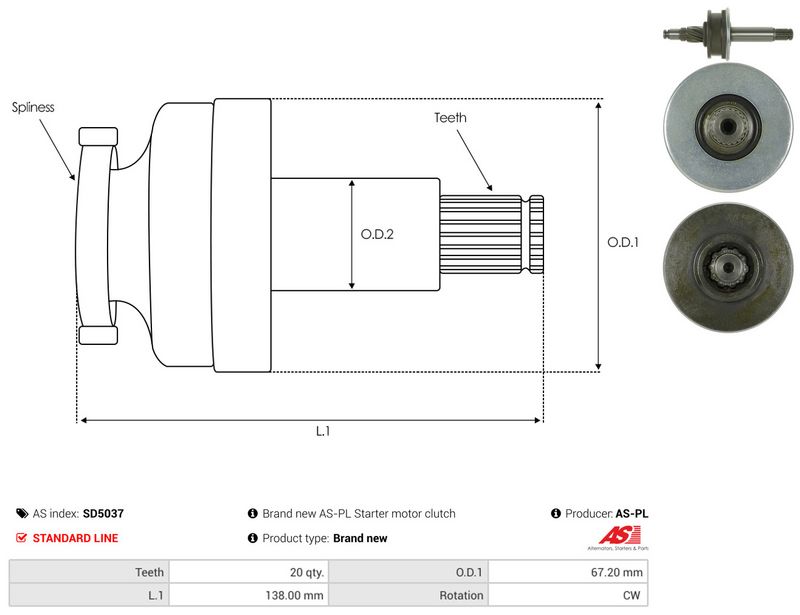 Hammastrummel, starter, AS-PL SD5037