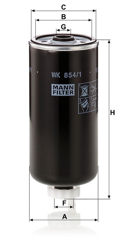 Kütusefilter, MANN-FILTER WK 854, 1