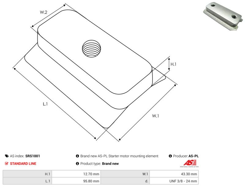 AS-PL SRS1001 Repair Kit, starter