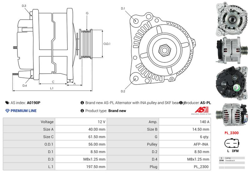 AS-PL A0190P Alternator