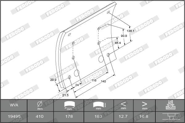 Sada brzdového obloženi, bubnová brzda K19487.9-F3660