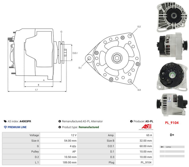 Generaator, AS-PL A4003PR